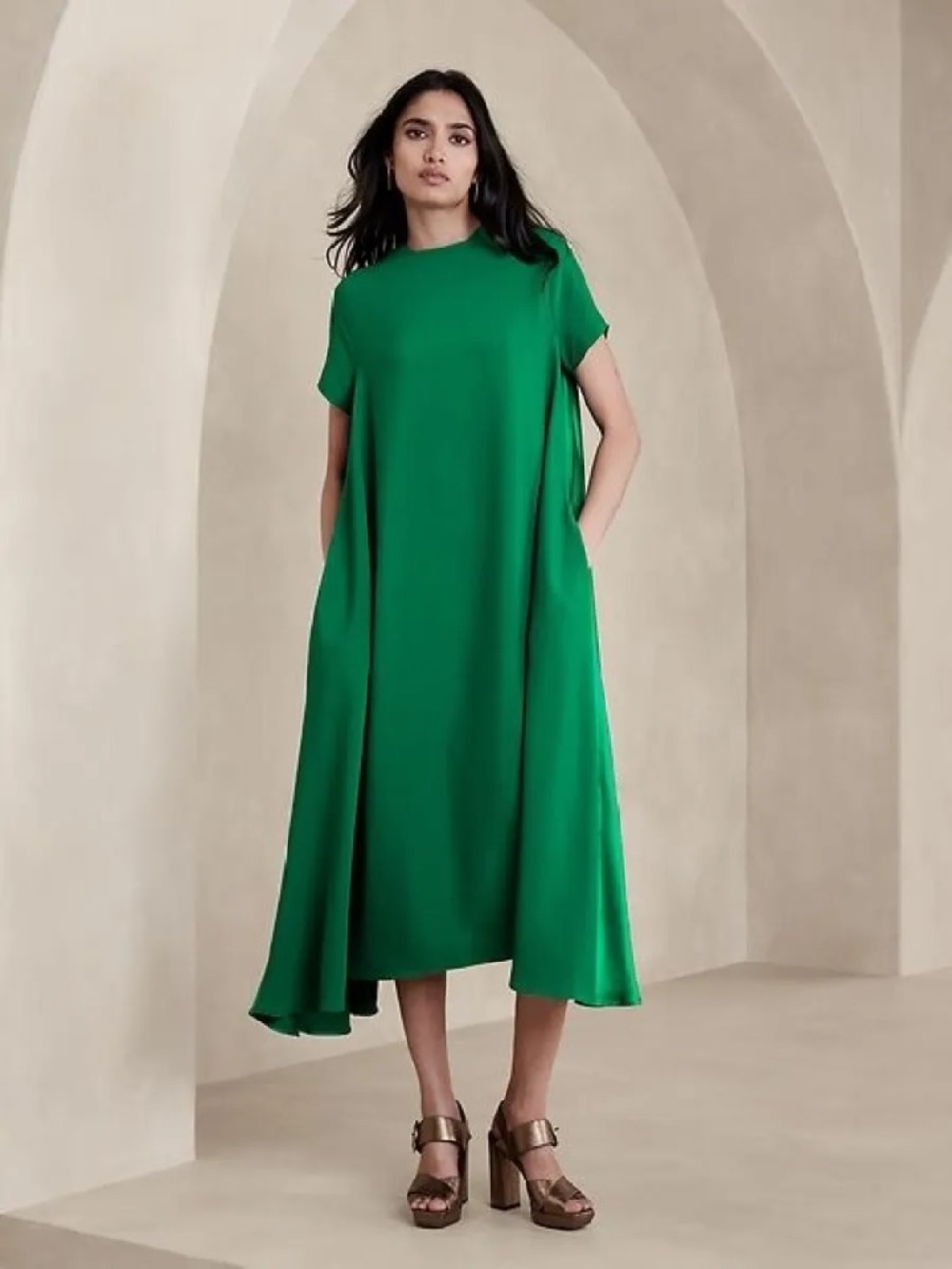 Banana Republic Aurelia Crepe & Satin Maxi Dress